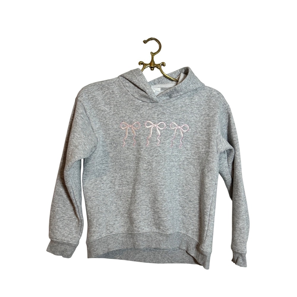 Full Tilt Kids Gray Bow Graphic Hoodie Sweatshirt, Cozy & Cute Style